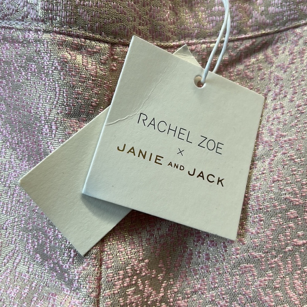 Rachel Zoe X Janie and Jack Toddler Girls Wide Leg Pink Metallic Print Pants - Picture 2 of 5